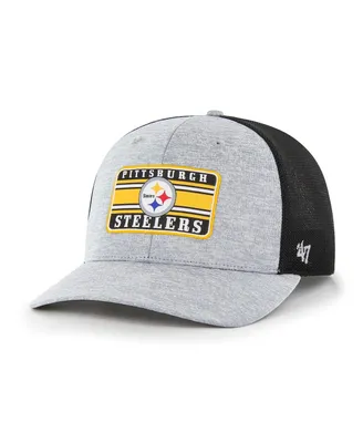 Men's '47 Brand Heathered Gray and Black Pittsburgh Steelers Motivator Flex Hat