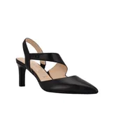 Calvin Klein Women's Larin Pointed Toe Slingback Asymmetrical Strap Pumps