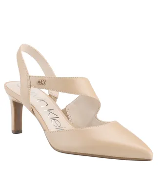 Calvin Klein Women's Larin Pointed Toe Slingback Asymmetrical Strap Pumps