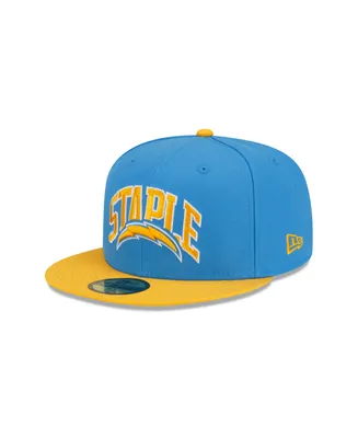 Men's New Era X Staple Powder Blue, Gold Los Angeles Chargers Pigeon 59Fifty Fitted Hat
