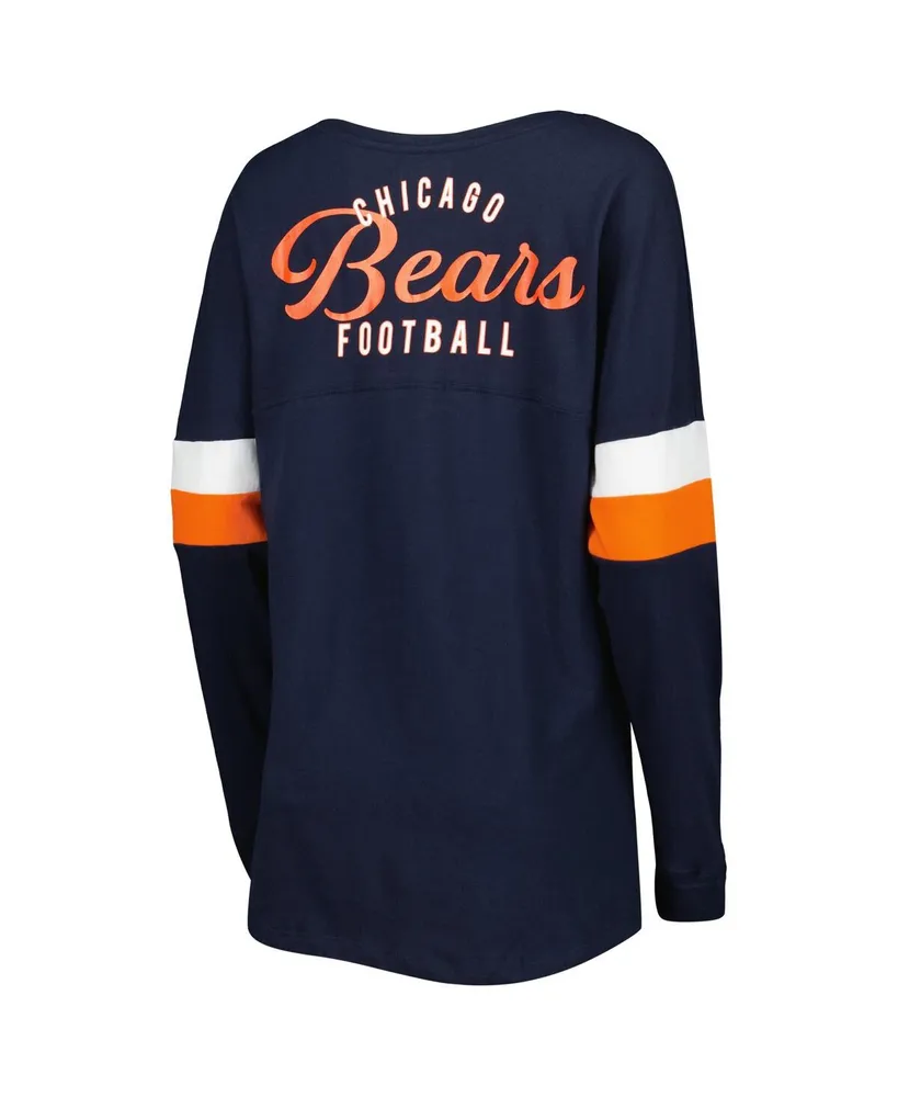 Women's New Era Navy Chicago Bears Athletic Varsity Lace-Up Long Sleeve T-shirt