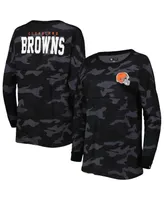 Women's New Era Black Cleveland Browns Camo Long Sleeve T-shirt