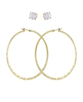 Guess 2-Pc. Set Crystal Stud & Hoop Earrings