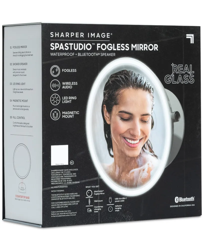 Sharper Image SpaStudio Waterproof Fogless Shower Mirror & Speaker