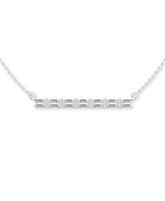 Forever Grown Diamonds Lab-Created Diamond Baguette & Round Bar Necklace (1/2 ct. t.w.) in Sterling Silver, 16" + 2" extender
