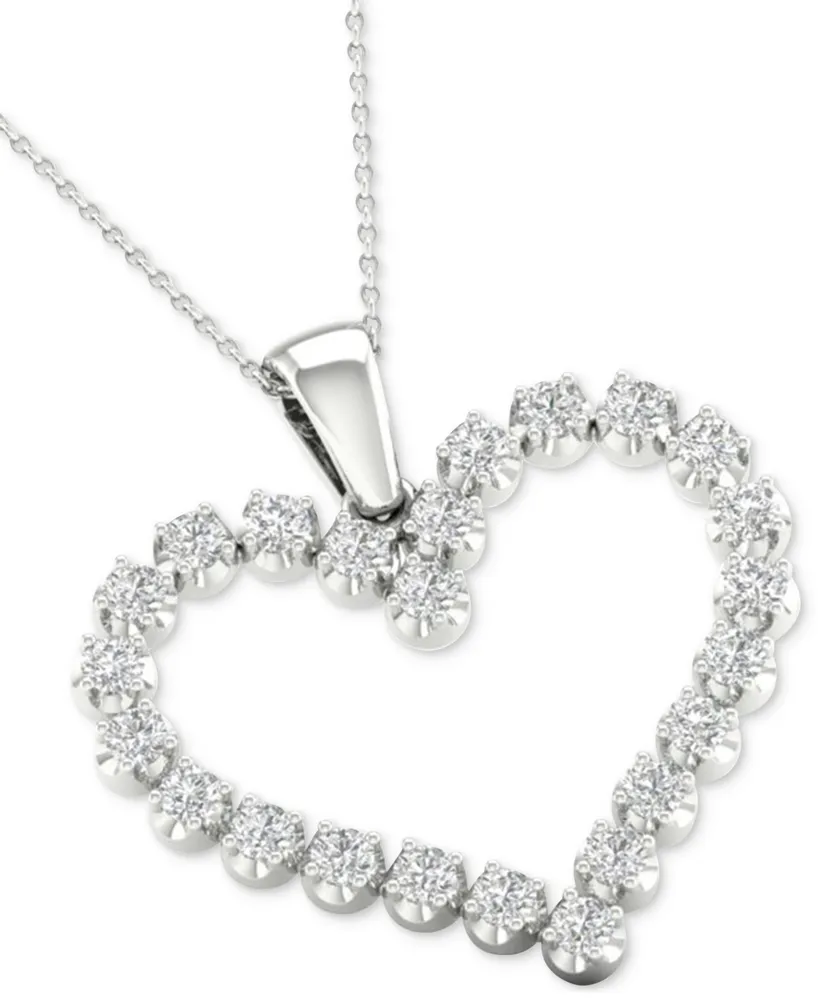 Forever Grown Diamonds Lab-Created Diamond Open Heart 18" Pendant Necklace (1/2 ct. t.w.) in Sterling Silver