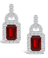 Macy's Garnet (1 1/2 ct. t.w.) and Topaz (3/8 ct. t.w.) Halo Drop Earrings in Sterling Silver