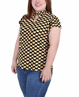 Ny Collection Plus Short Flutter Sleeve Mock Neck Top