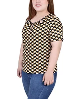 Ny Collection Plus Short Sleeve with Ring Details Top