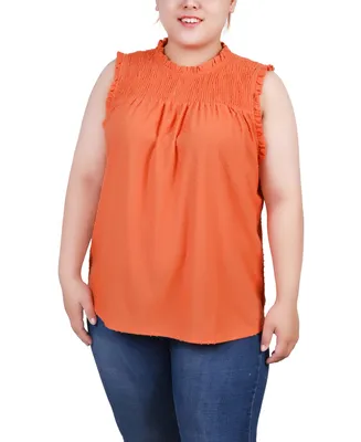 Ny Collection Plus Size Sleeveless Yoke Top with Ruffles