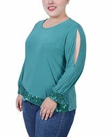 Ny Collection Plus Size Long Sleeve Knit Top