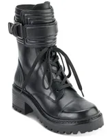 Dkny Women's Basia Buckled Quilted Lug Sole Combat Boots