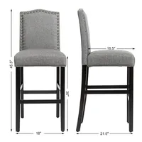 Set of 2 Bar Stools 30'' Upholstered Kitchen Chairs