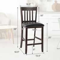 Costway Set of 2 Bar Stools Counter Height Chairs w/ Pu Leather Seat