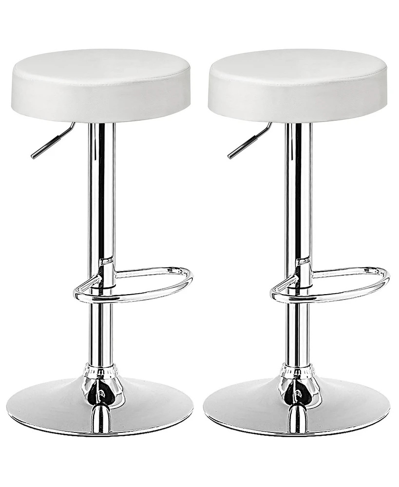 Set of 2 Round Bar Stool Adjustable Swivel Pub Chair