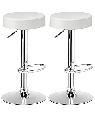 Set of 2 Round Bar Stool Adjustable Swivel Pub Chair