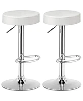 Set of 2 Round Bar Stool Adjustable Swivel Pub Chair