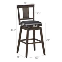 Costway Swivel Bar Stool 29 inch Upholstered Pub Height Bar Chair