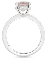 Macy's Women's Rose Quartz (1-3/4 ct.t.w.) and Diamond Accent Ring Sterling Silver