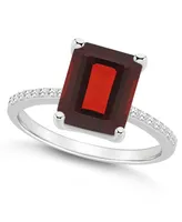 Macy's Women's Garnet (4 ct.t.w.) and Diamond (1/10 ct.t.w.) Ring in Sterling Silver