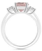 Macy's Women's Rose Quartz (1-3/4 ct.t.w.) and White Topaz (2/3 3-Stone Ring Sterling Silver