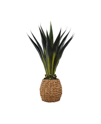 Artificial Agave in Hand-woven Basket, 42"