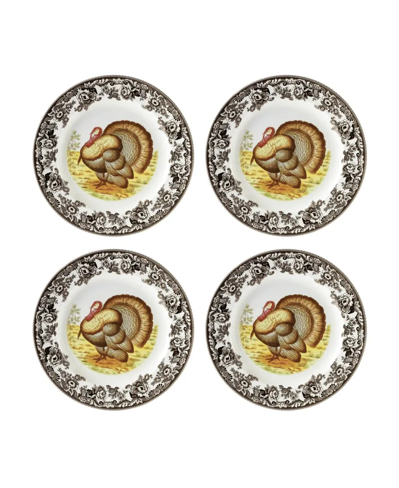 Spode Woodland Turkey Salad Plates, Set of 4