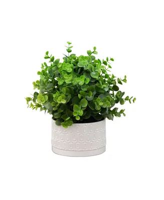 Desktop Artificial Eucalyptus in Decorative Ceramic Pot, 11"