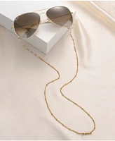 Ettika Women's 18k Gold Plated Dainty Imitation Pearl and Gold Glasses Chain - Gold