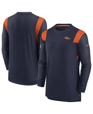 Men's Nike Navy Denver Broncos Sideline Tonal Logo Performance Player Long Sleeve T-shirt