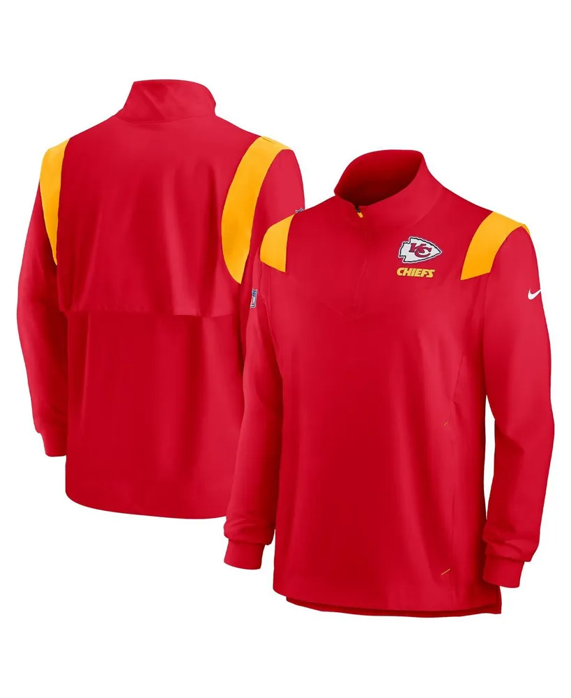 Men's Nike Red Kansas City Chiefs Sideline Coach Chevron Lockup Quarter-Zip Long Sleeve Top
