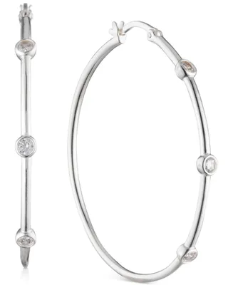 Lauren Ralph Lauren Crystal Small Hoop Earrings in Sterling Silver, 0.8"