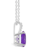 Macy's Women's Amethyst (1-/ ct.t.w.) and Diamond Accent Pendant Necklace in Sterling Silver