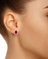Lab Grown Ruby (1-1/2 ct. t.w.) and Lab Grown Sapphire (1/5 ct. t.w.) Halo Studs in 10K Yellow Gold