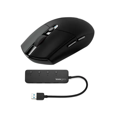 Logitech G305 Lightspeed Wireless Gaming Mouse (Black) With 4 Port Usb 3.0 Hub