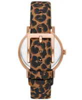 Dkny Women's Soho D Animal Print Leather Strap Watch 34mm