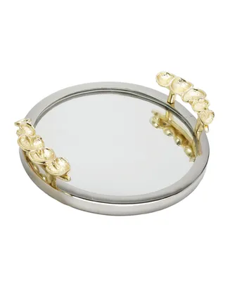 Classic Touch Mirror Tray Border Leaf Design on Handle, 16" x 2"