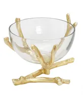 Classic Touch Twig Base Removable Glass Bowl, 6.5" x 5.5" - Gold