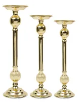 Classic Touch Short Traditional Brass Candle Holder, 5" x 14" - Gold