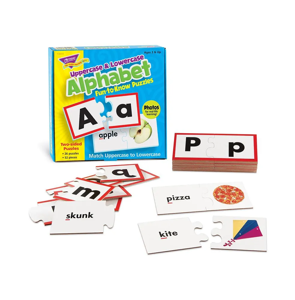Trend Enterprises Fun-To-Know Puzzles Uppercase Lowercase Alphabet Set, 26 Piece
