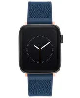 Anne Klein Women's Navy Textured Silicone Band Compatible with 38/40/41mm Apple Watch - Navy, Rose Gold