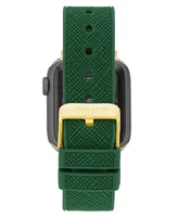 Anne Klein Women's Green Textured Silicone Band Compatible with 42/44/45/Ultra/Ultra 2 Apple Watch - Green, Gold
