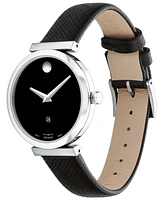 Movado Women's Museum Classic Swiss Automatic Black Genuine Leather Strap Watch 32mm