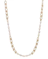 2028 Gold-Tone Multi-Color Imitation Pearl Chain Strand Necklace
