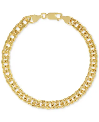 Esquire Men's Jewelry Fancy Curb Link Chain Bracelet 14k Gold-Plated Sterling Silver, Created for Macy's