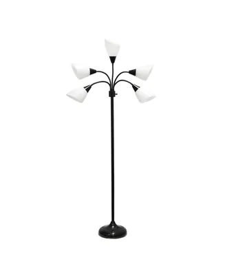 Simple Designs 5 Light Adjustable Gooseneck Floor Lamp with Shades