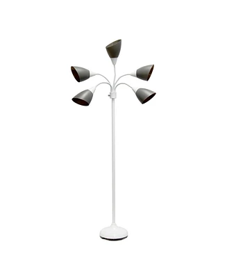 Simple Designs 5 Light Adjustable Gooseneck Floor Lamp with Shades