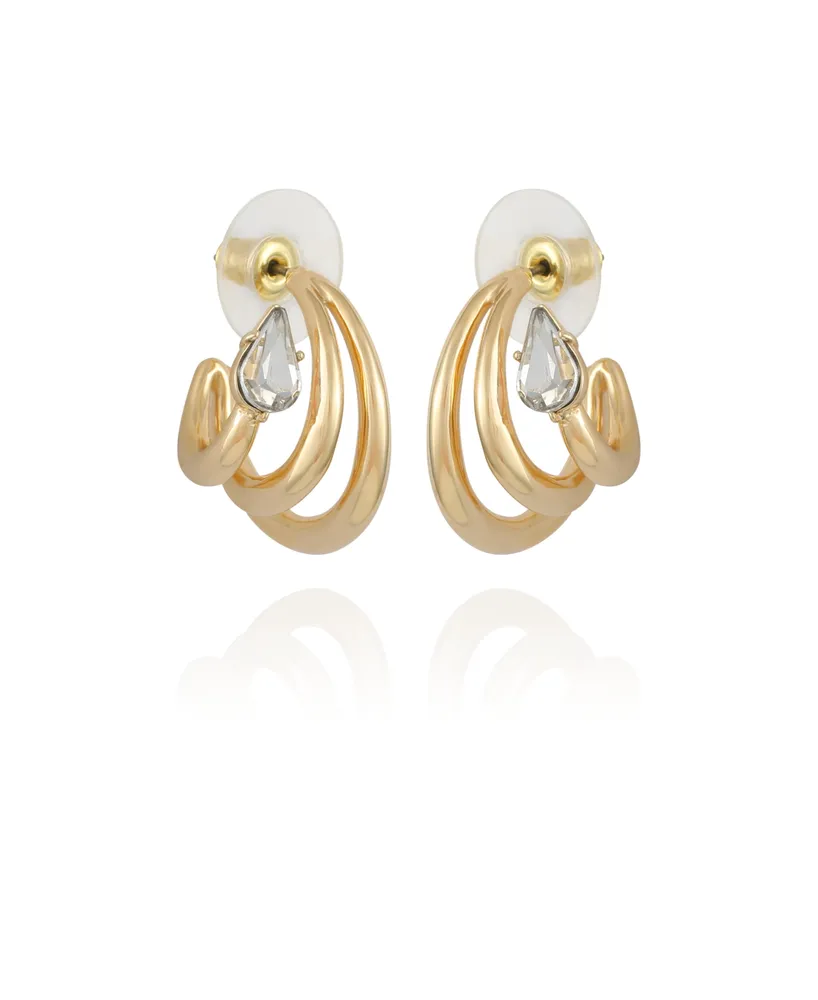 Vince Camuto Gold-Tone and Crystal Small Hoop Earring with Stones - Gold