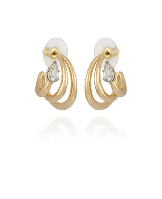 Vince Camuto Gold-Tone and Crystal Small Hoop Earring with Stones - Gold