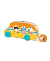 Melissa and Doug Go Tots Wooden Roll Ride Bus with 3 Disks, Set of 4